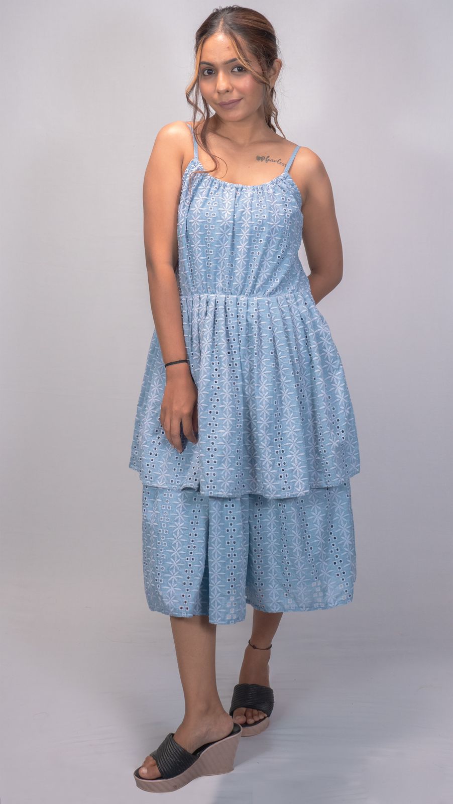 Short Cotton Blue Dress