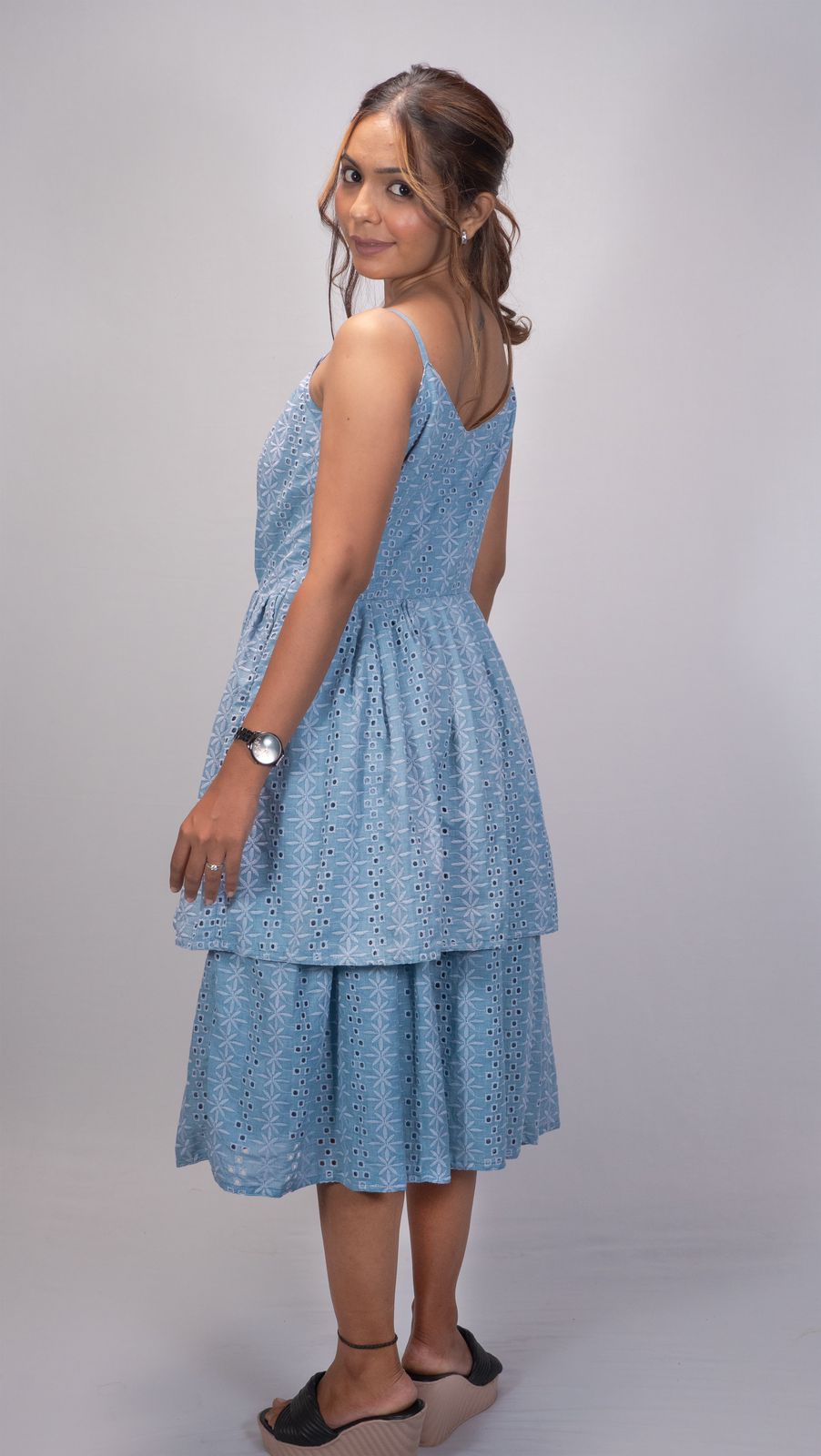 Short Cotton Blue Dress