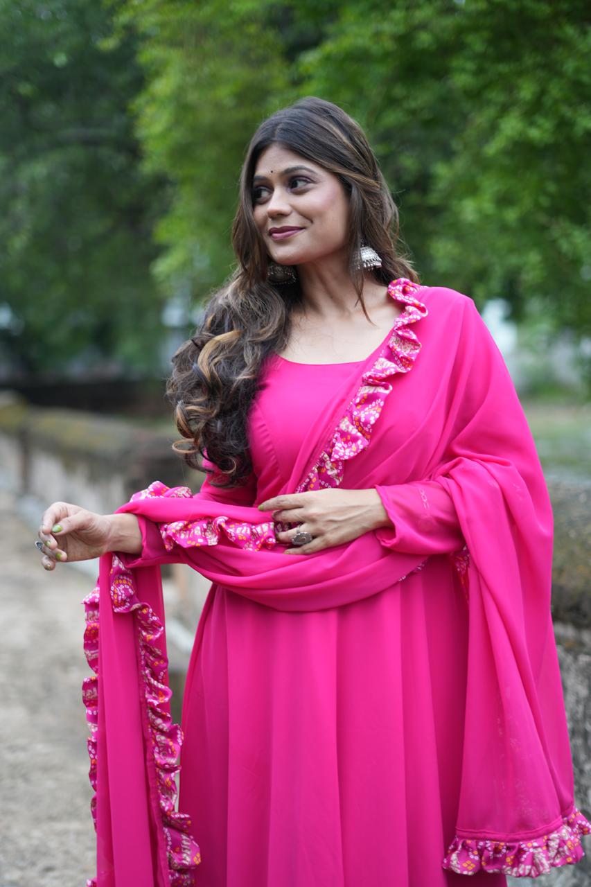 Pink dress with dupatta