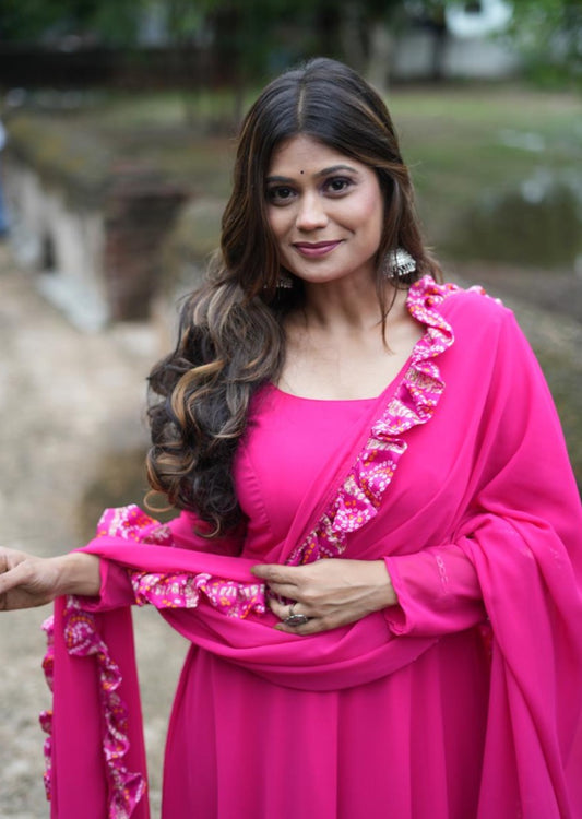 Pink dress with dupatta